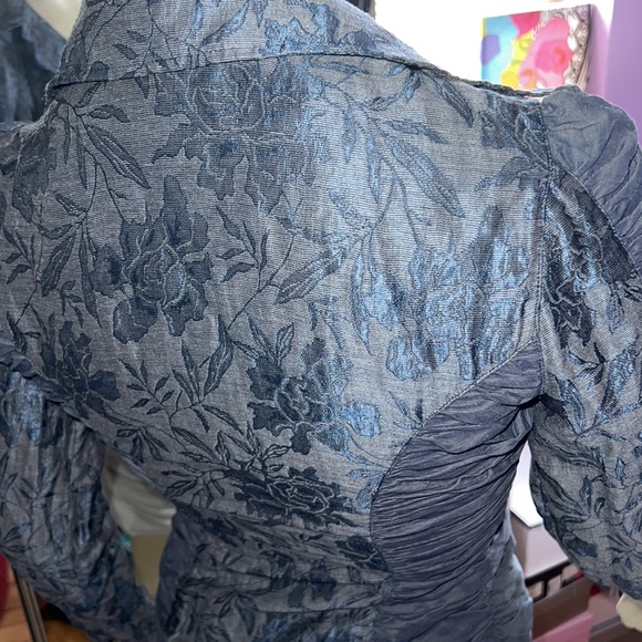 Anne Fontaine jacquard fitted rushed zipper suit jacket FR36 US 4-6 - Picture 7 of 12